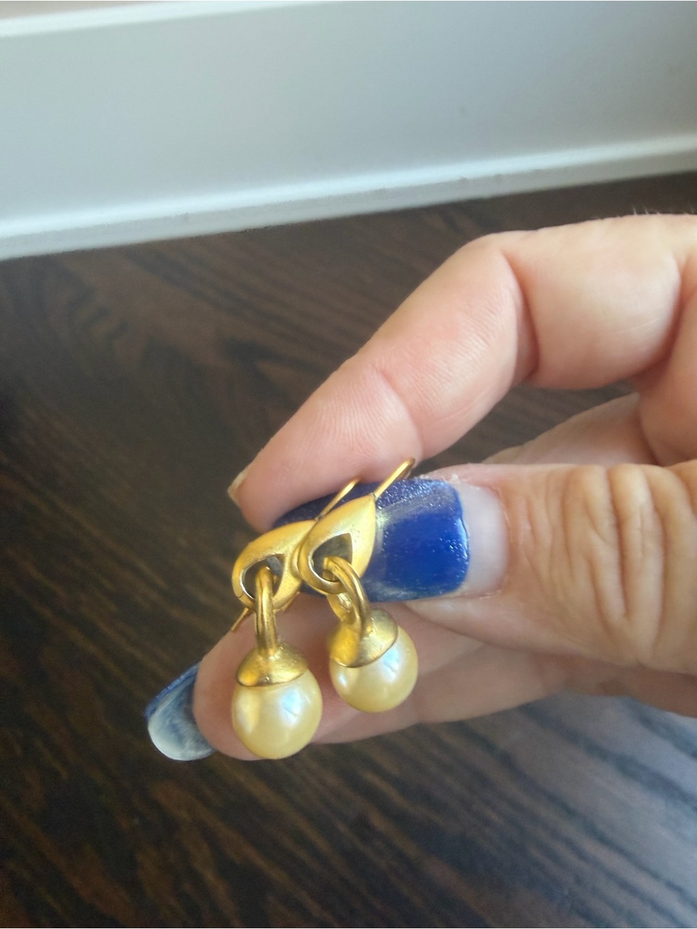 Gold-Tone Faux Pearl Drop Earrings